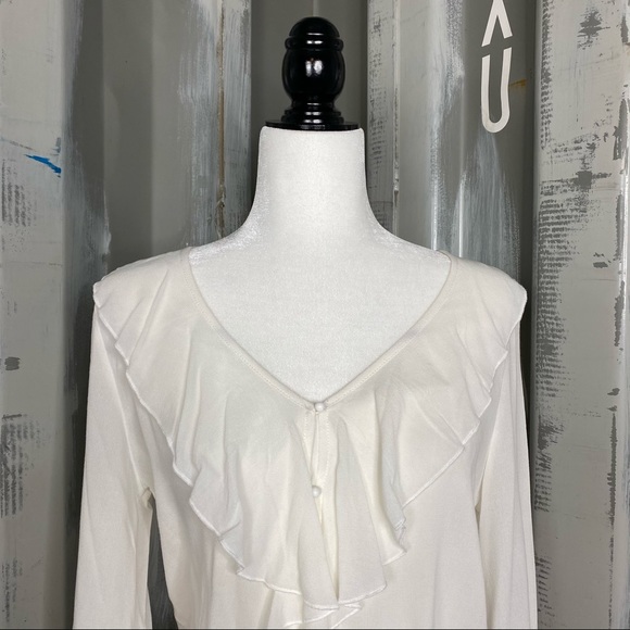 🆕 NWT Black Swan Long Sleeve Frilly White Ruffle Romantic Poet Blouse S/SMALL - Picture 2 of 11